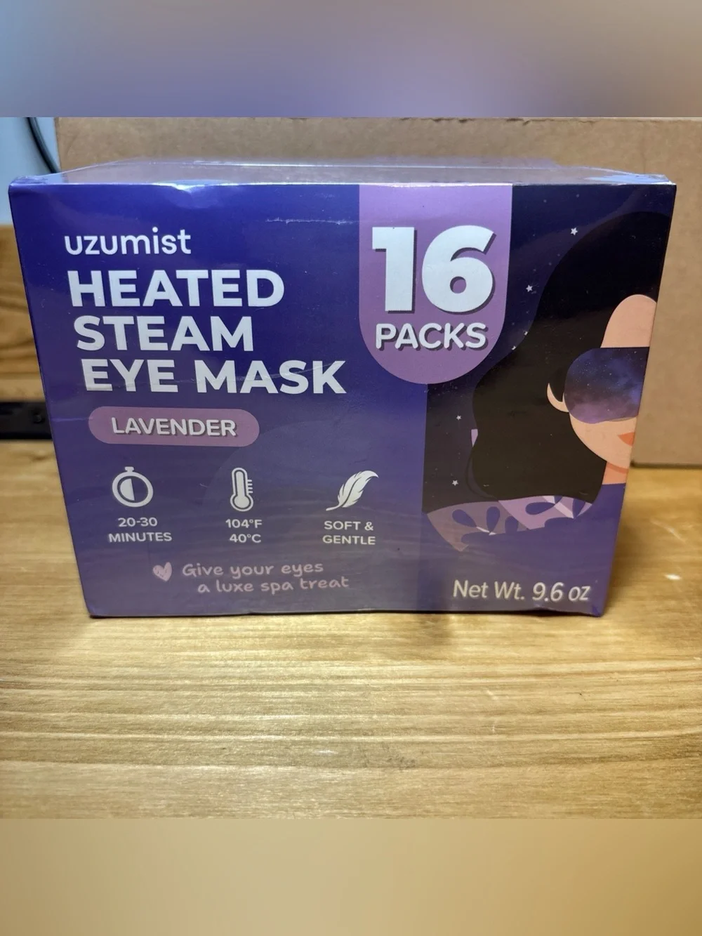 Uzumist Heated Steam Eye Mask- 16pcs Self Heating Lavender (NIB)